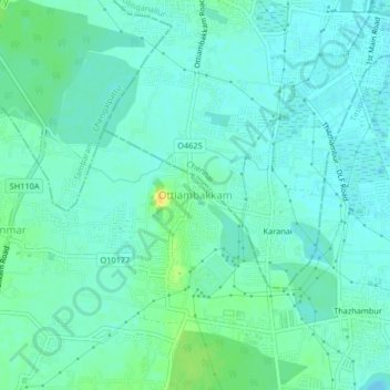 Mapa topográfico Ottiambakkam, altitud, relieve