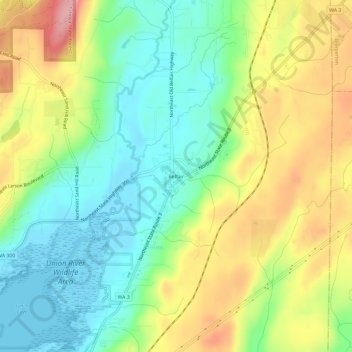 Mapa topográfico Belfair, altitud, relieve