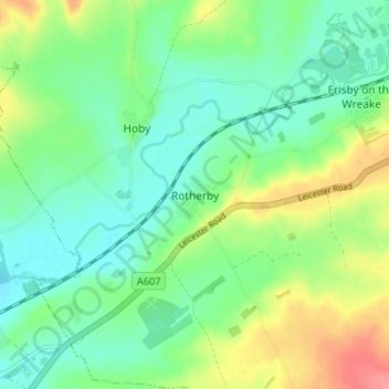 Mapa topográfico Rotherby, altitud, relieve
