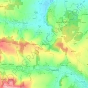 Mapa topográfico Schneepoint, altitud, relieve