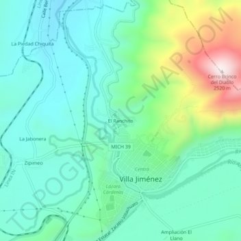Mapa topográfico El Ranchito, altitud, relieve