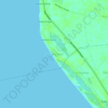 Mapa topográfico Bagumbayan, altitud, relieve