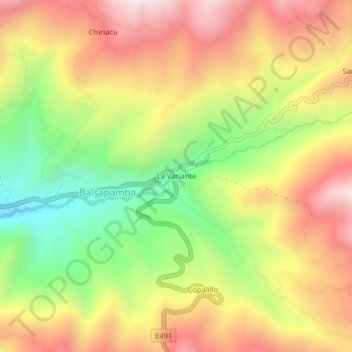 Mapa topográfico La Variante, altitud, relieve