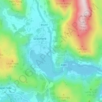Mapa topográfico Town End, altitud, relieve