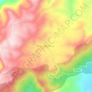Mapa topográfico Dom Maurício, altitud, relieve