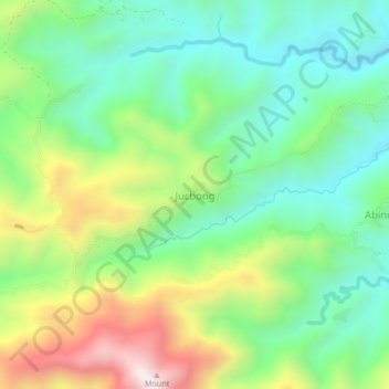 Mapa topográfico Jucbong, altitud, relieve
