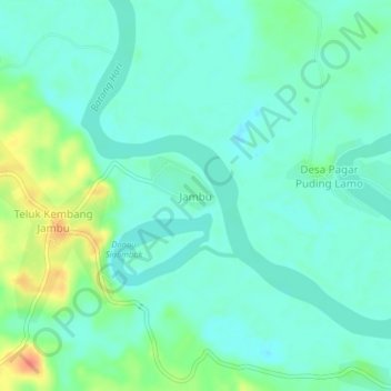 Mapa topográfico Jambu, altitud, relieve