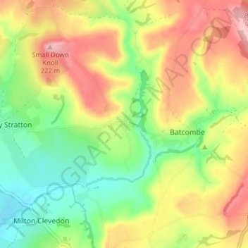 Mapa topográfico Westcombe, altitud, relieve