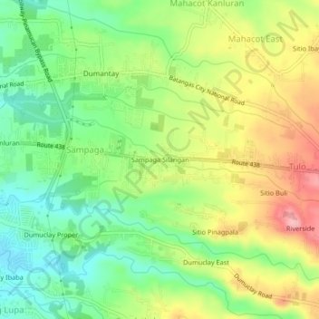 Mapa topográfico Sampaga Silangan, altitud, relieve