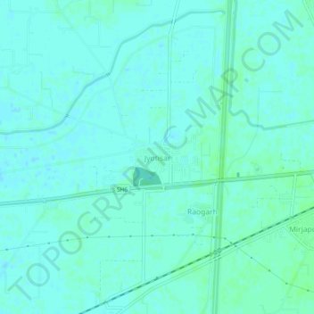 Mapa topográfico Jyotisar, altitud, relieve