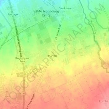 Mapa topográfico Plaridel, altitud, relieve