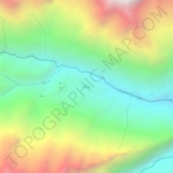 Mapa topográfico Lho, altitud, relieve