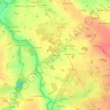 Mapa topográfico L'Égronnière, altitud, relieve