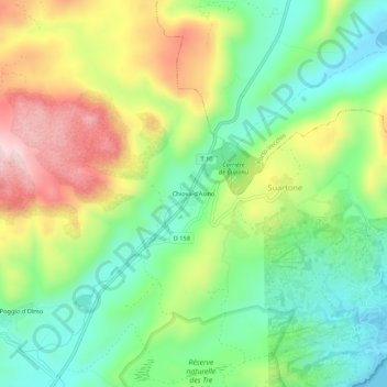 Mapa topográfico Chiova-d'Asino, altitud, relieve
