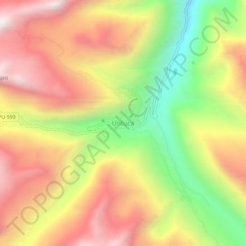 Mapa topográfico Untuca, altitud, relieve