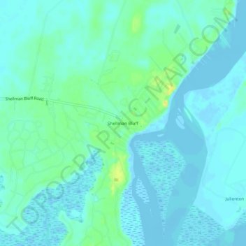 Mapa topográfico Shellman Bluff, altitud, relieve