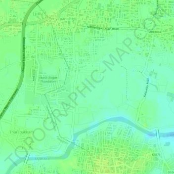 Mapa topográfico Gerugambakkam, altitud, relieve