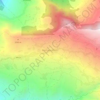 Mapa topográfico Mainapokhari, altitud, relieve
