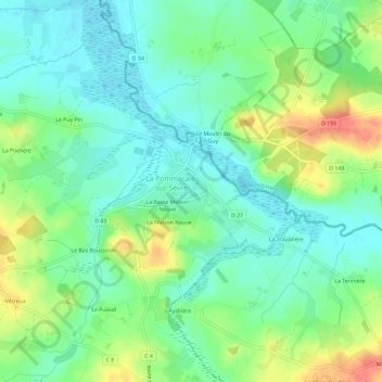 Mapa topográfico Lotissement du Verger, altitud, relieve
