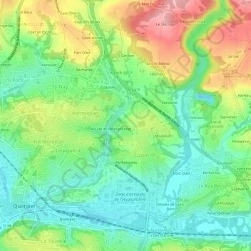 Mapa topográfico Kermahonnet, altitud, relieve