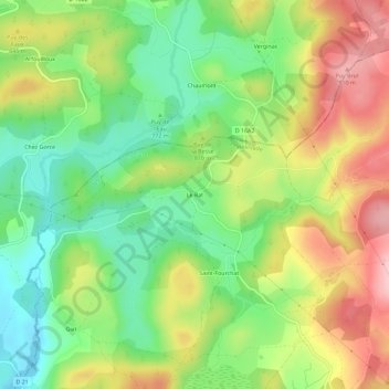 Mapa topográfico Le Rat, altitud, relieve