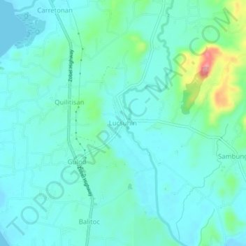 Mapa topográfico Lucsuhin, altitud, relieve