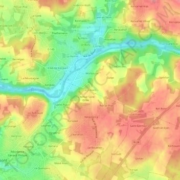 Mapa topográfico Le Trihorn, altitud, relieve