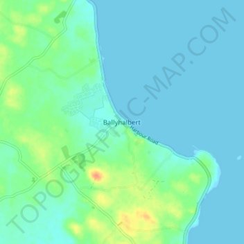 Mapa topográfico Ballyhalbert, altitud, relieve
