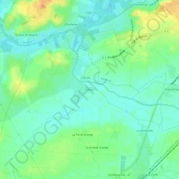 Mapa topográfico L'Illeau, altitud, relieve