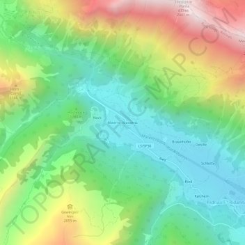 Mapa topográfico Maiern, altitud, relieve