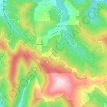 Mapa topográfico La Canebière, altitud, relieve