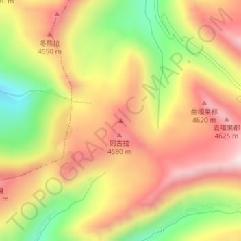 Mapa topográfico Longdon, altitud, relieve