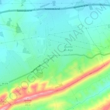 Mapa topográfico Quinta do Anjo, altitud, relieve