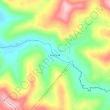 Mapa topográfico Alto Caraá, altitud, relieve