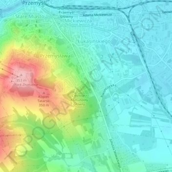 Mapa topográfico P-16, altitud, relieve