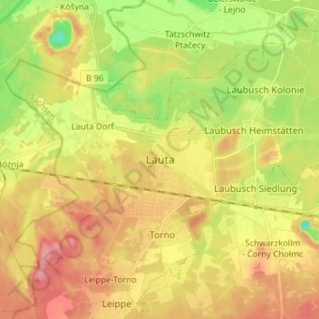 Mapa topográfico Lauta, altitud, relieve