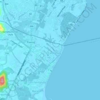 Mapa topográfico Sitio Bakhaw, altitud, relieve