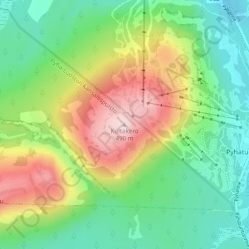 Mapa topográfico Kultakero, altitud, relieve