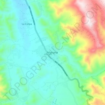 Mapa topográfico Mairana, altitud, relieve