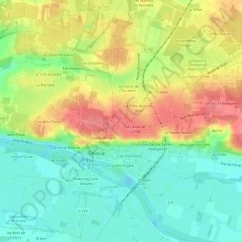 Mapa topográfico Saint-Jean, altitud, relieve