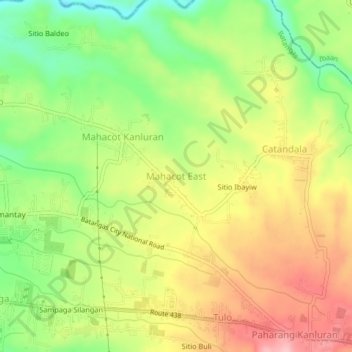 Mapa topográfico Mahacot East, altitud, relieve