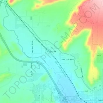 Mapa topográfico Carbonville, altitud, relieve