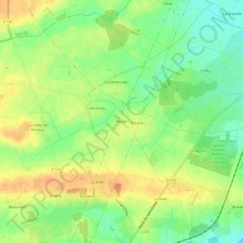 Mapa topográfico Pernel, altitud, relieve