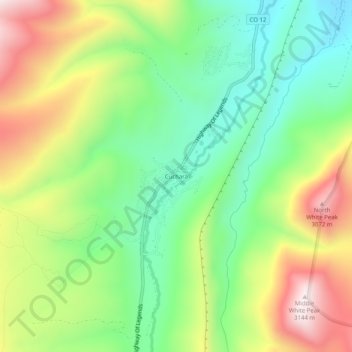 Mapa topográfico Cuchara, altitud, relieve