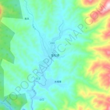 Mapa topográfico Lisong, altitud, relieve