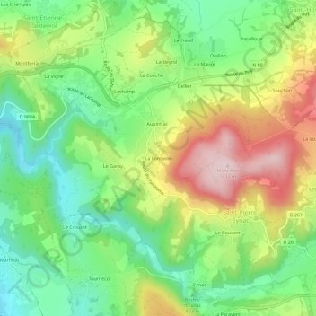 Mapa topográfico La Fontaine, altitud, relieve