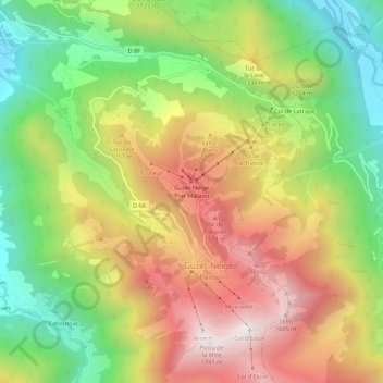 Mapa topográfico Guzet-Neige Prat Mataou, altitud, relieve
