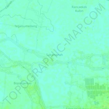 Mapa topográfico Sukamanah, altitud, relieve