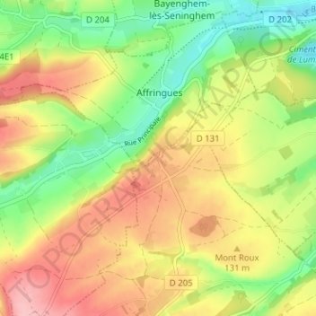 Mapa topográfico Saint-Pierre, altitud, relieve