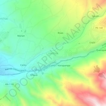Mapa topográfico Unchus, altitud, relieve